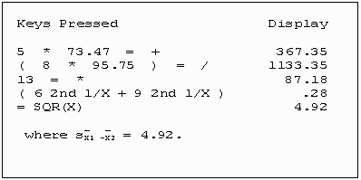 Example Estimate of Standard Error of Differences between Means