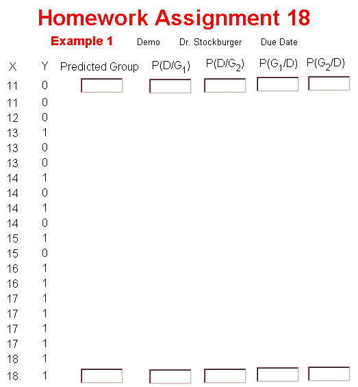  Example Discriminant Function Assignment 